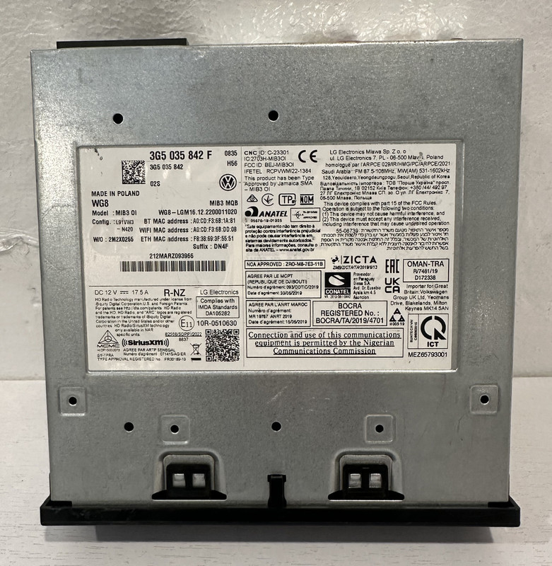 2023 VW ATLAS OEM GPS/RADIO CONTROL MODULE PART# 3GS-035-842-F