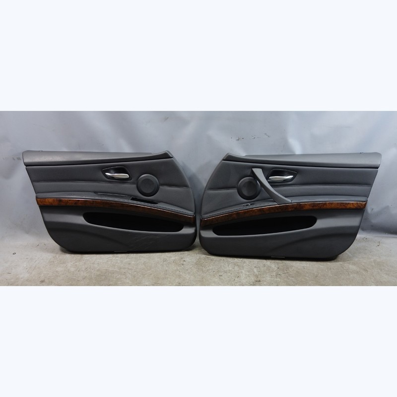 2009-2012 BMW E90 E91 3-Series 4dr Front Interior Door Panel Black Leather OEM