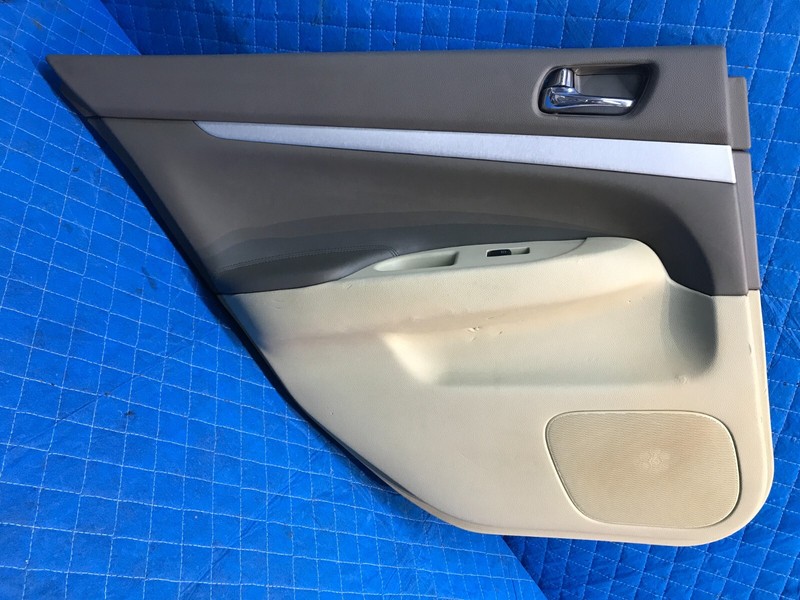 08-10 G37 Sedan Rear Left Driver Door Trim Panel Brown / Beige OEM