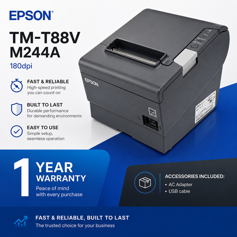 💠Restored💠Epson TM-T88V M244A POS Compact Thermal Receipt Printer USB Serial