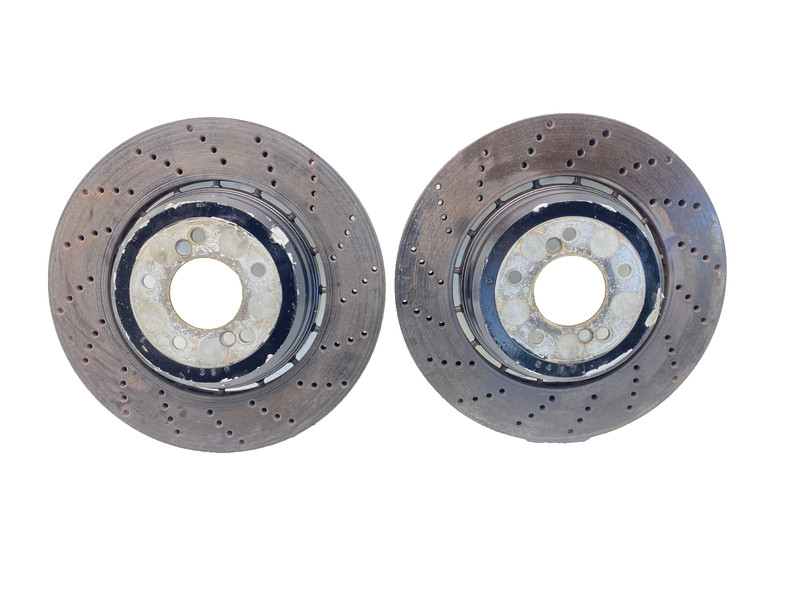 06-10 BMW E60 E63 E64 M5 M6 Rear Ventilated Perforated Brake Rotor Disc Set OEM✅