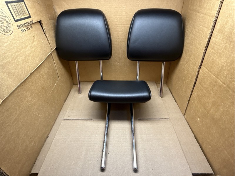 2015-2020 FORD EDGE OEM REAR BACK SEAT HEADRESTS HEAD REST BLACK LEATHER SET 3