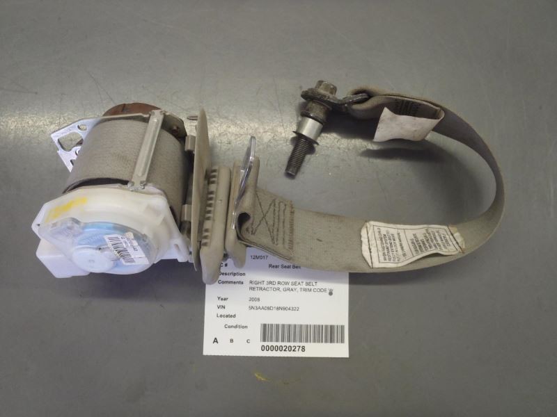 Right Passenger Rear 3rd Row Seat Belt Retractor Fits 2008 Infiniti QX56 49817
