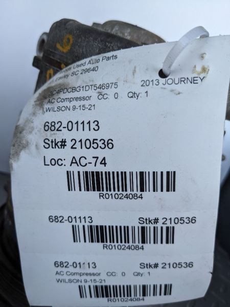 AC Compressor With Rear AC Fits 11-19 JOURNEY 1024084