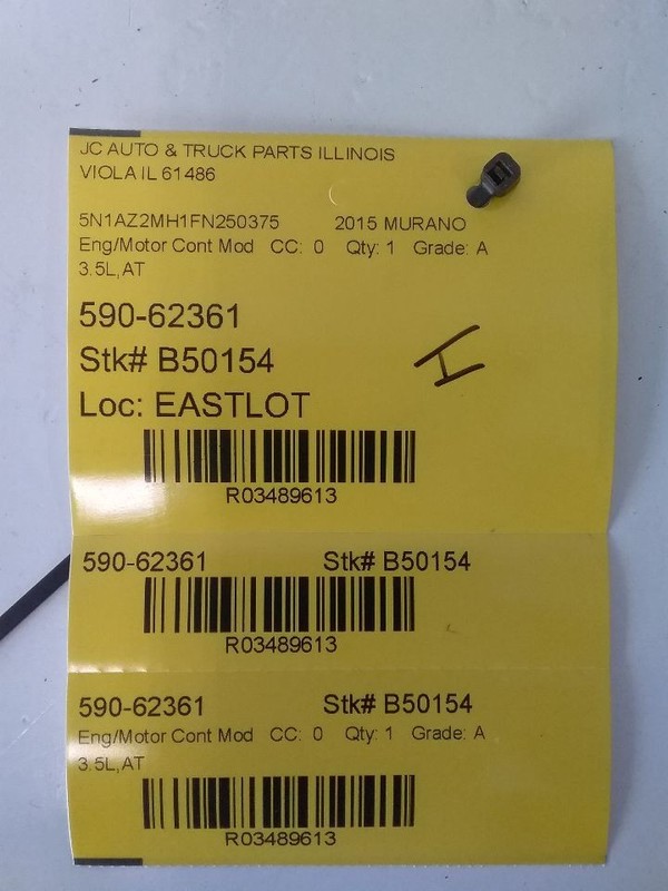 Engine ECM Electronic Control Module Left Hand Fender Fits 15-17 ALTIMA 3489613