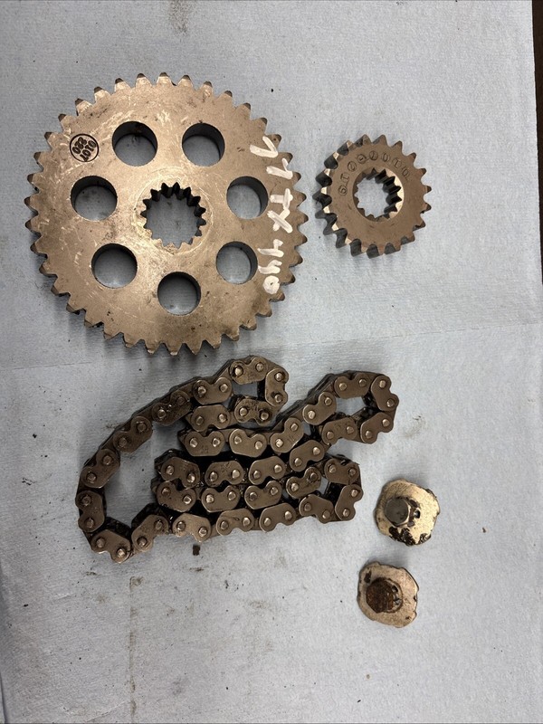 1976 - 1978 Vintage Snowmobile polaris TX440 chain case sprockets and chain good