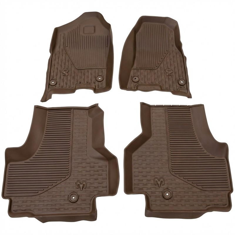 Ram 1500 Quad Cab All-Weather Floor Mats Brown 82215322AD OEM Mopar 2019-2020