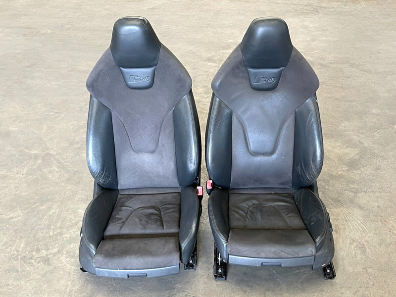 ⭐ 2010-2012 AUDI S4 FRONT LEFT + RIGHT SEAT BLACK LEATHER SUEDE SET OEM LOT2369