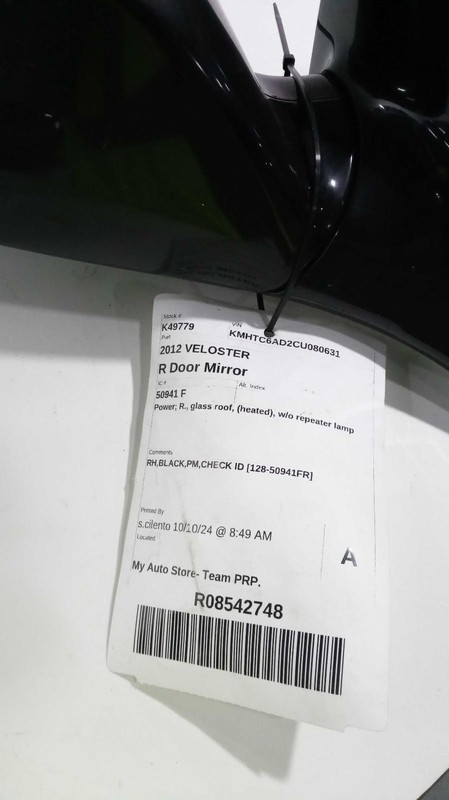 2012 Hyundai Veloster Right Door Mirror Assembly Black OEM 143268 152K Miles