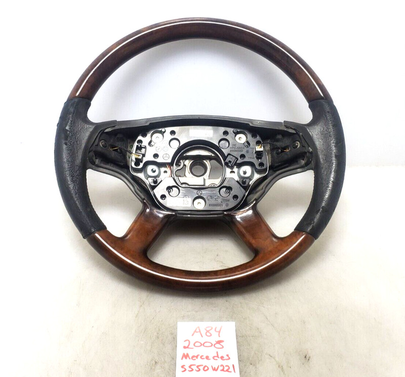 ✅ 07-08 OEM Mercedes W221 S550 Driver Steering Wheel Leather Wood