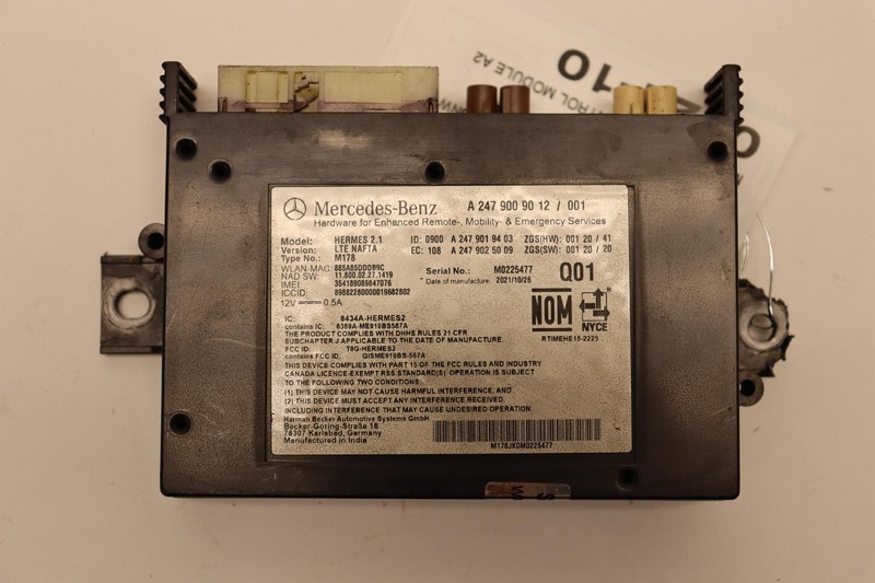 2020-2023 MERCEDES GLB250 X247 MOBILE PHONE TELEMATICS COMMUNICATION MODULE