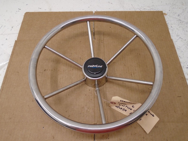 HELM STEERING WHEEL 15" STAINLESS STEEL 6 SPOKE WITH CAP AND COVER