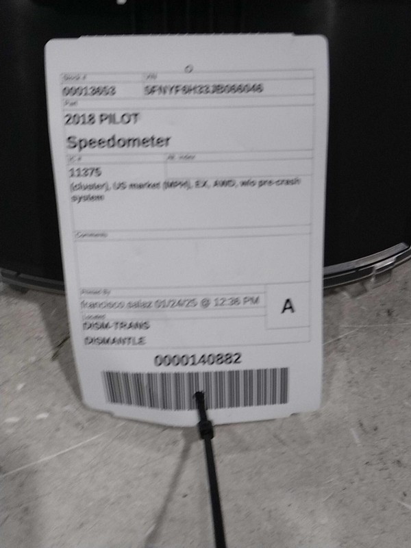 2018 Honda Pilot Speedometer Gauge OEM 3.5L 65K Miles - Used Part