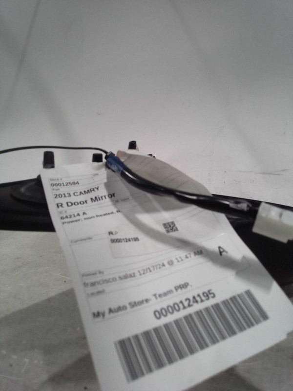 Used Right Door Mirror fits: 2013 Toyota Camry Power non-heated Right Grade A