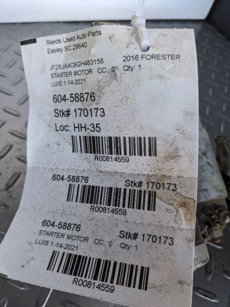 Starter Motor CVT Fits 14-18 FORESTER 814559