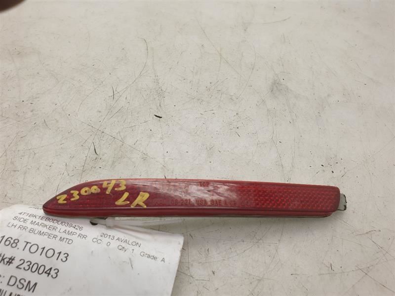 2013 TOYOTA AVALON XLE DRIVER SIDE REAR BUMPER MOUNTED SIDE MARKER