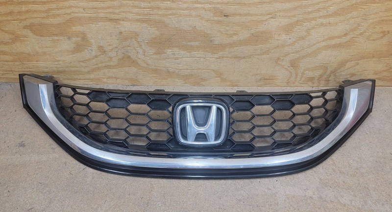 2013 2014 2015 HONDA CIVIC BLACK HONEYCOMB FRONT BUMPER UPPER GRILLE W/EMBL OEM