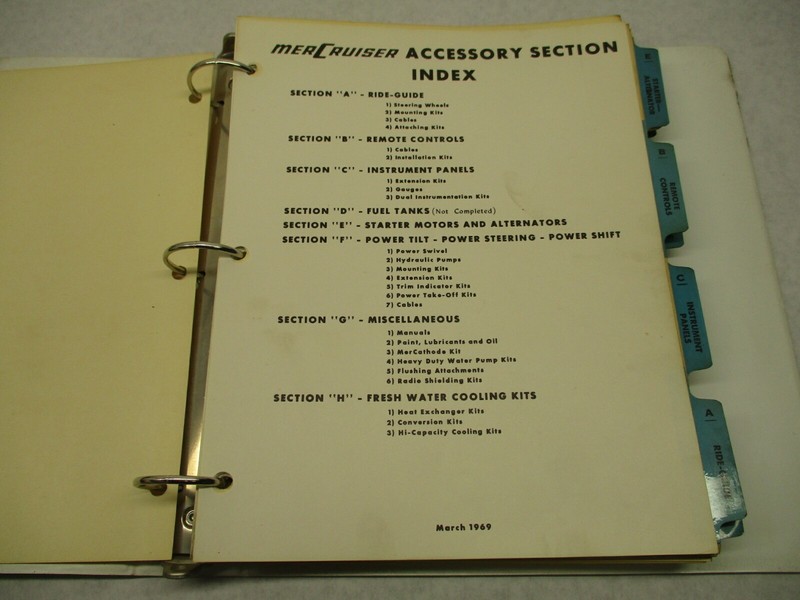 1970s Mercury Mercruiser Stern Drive Accessory Parts Manual Section A thru L