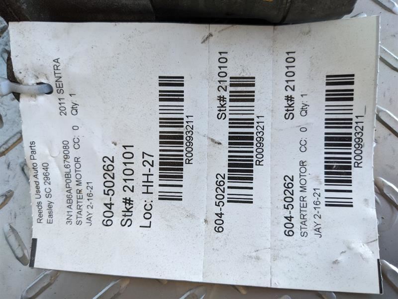 Starter Motor Federal Emissions Thru 11/12 Fits 10-13 CUBE 993211