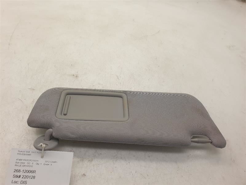 12-17 TOYOTA CAMRY LE PASSENGER SIDE SUN SHADE VISOR ASSEMBLY