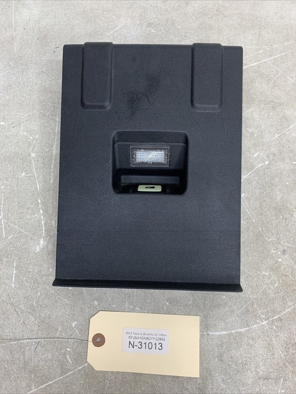 12-15 TESLA S FRONT TRUNK LOCK COVER TRIM W/OPENING SWITCH 1008968-00C 31013 B23