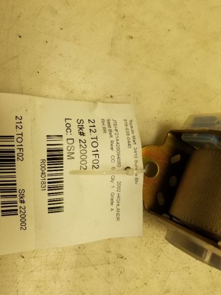 2002 TOYOTA HIGHLANDER PASSENGER SIDE REAR SEAT BELT ASSEMBLY