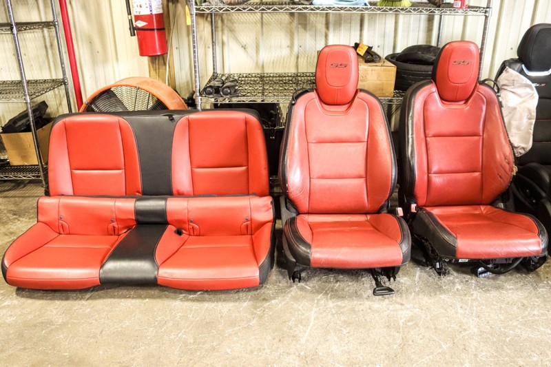 2010-2015 Camaro SS Coupe Seats Front & Rear Set Red Leather OEM *USED*
