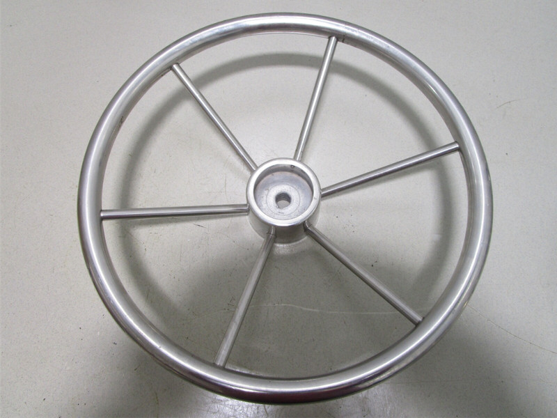 Vintage Marine Boat Stainless Steel 15.75" Steering Wheel 6 Spokes 3/4" Shaft