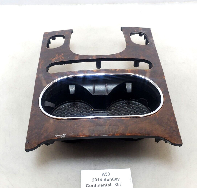 ✅ 12-18 OEM Bentley Continental GT Center Console Shifter Cup Holder Trim Wood