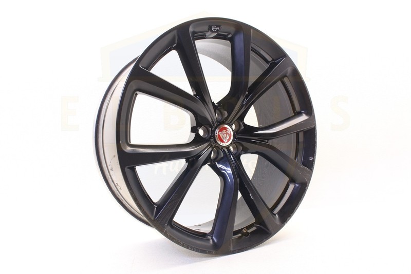 JAGUAR F-PACE 20 21 FRONT ALLOY WHEEL RIM 22X9 5 V SPOKE BLACK GLOSS SVR OEM #2
