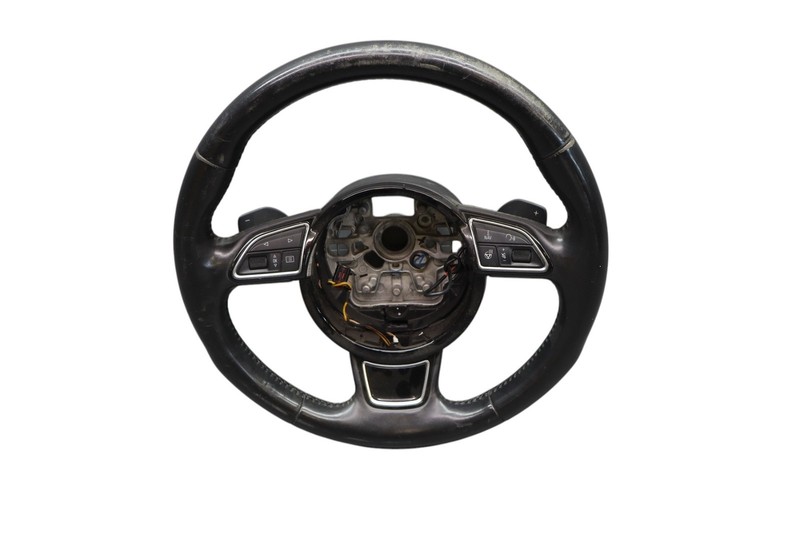 12-18 Audi A6 3 Spoke Steering Wheel W/ Control Switches Black 4G0419091S Oem