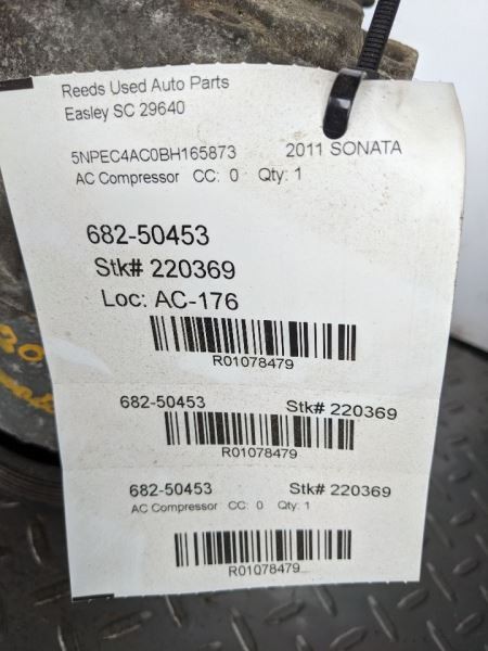 AC Compressor Turbo VIN B 8th Digit Thru 11/15/11 Fits 11-12 SONATA 1078479