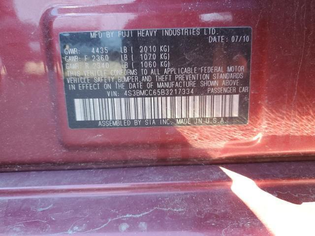 2011 Subaru Legacy LH Red Tail Light Assembly OEM 605012 126K Miles