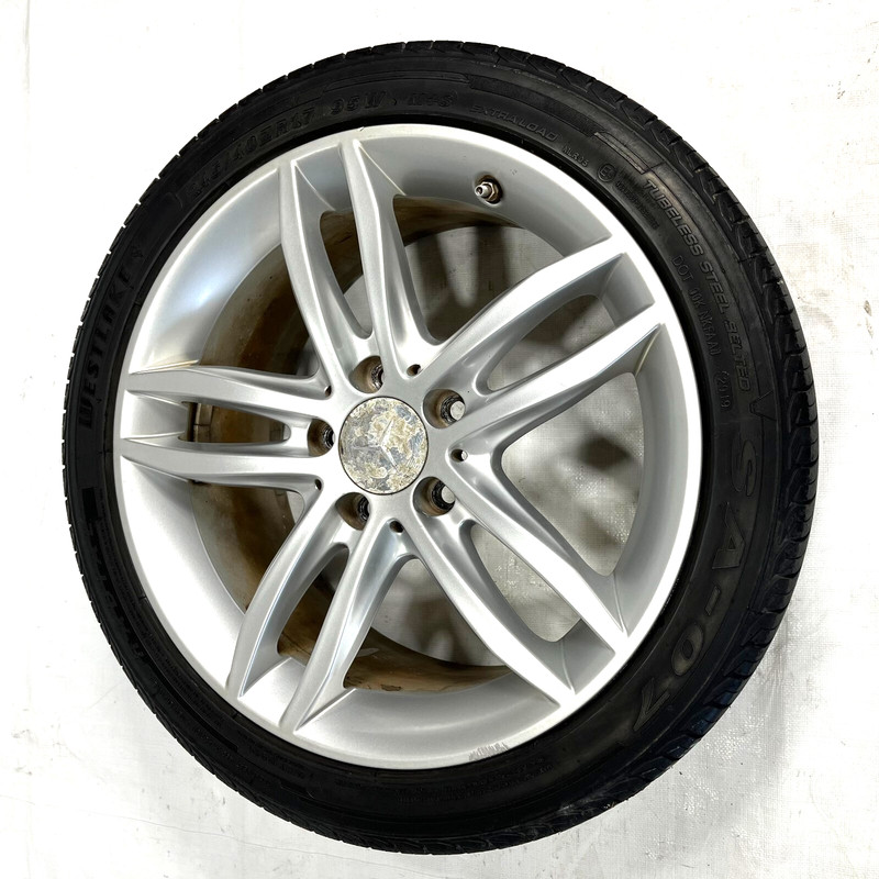 12-14 MERCEDES C250 C300 C350 REAR SILVER ALLOY WHEEL RIM 17X7.5 10 SPOKE OEM