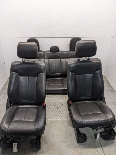 11-14 FORD F150 PICKUP COMPLETE SEAT SET FRONT REAR BLACK LEATHER 1116107