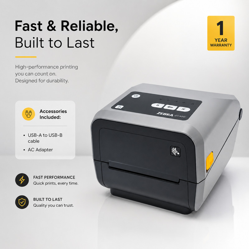 Zebra ZD420 DT TT Printer BT WiFi (Earlier Model Than ZD421)✨1 YEAR WARRANTY