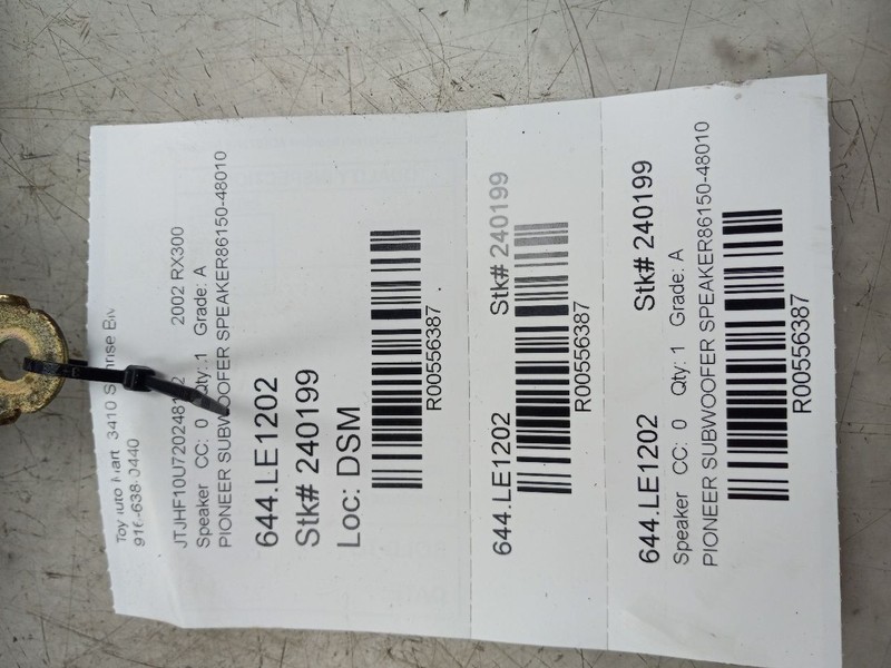 02 LEXUS RX300 PIONEER SUBWOOFER SPEAKER 86150-48010