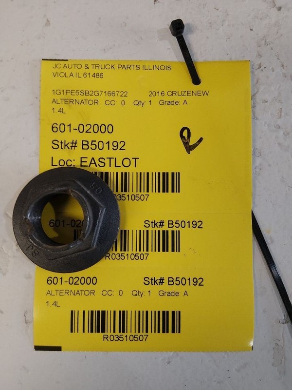 Alternator VIN P 4th Digit Limited Fits 12-16 CRUZE 3510507