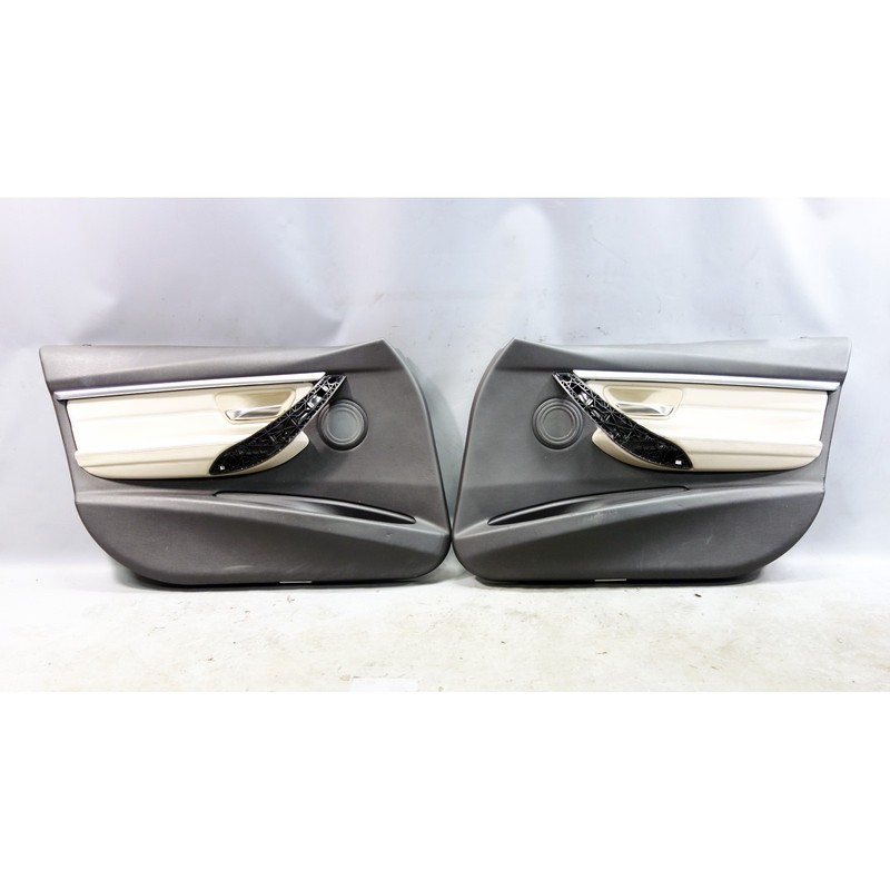 12-18 BMW F30 3-Series F31 Front Interior Door Panels Oyster Beige Leather OEM