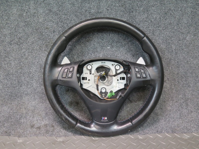 2008-2013 BMW E90 E92 E93 M3 SPORT LEATHER STEERING W/ PADDLES BLACK