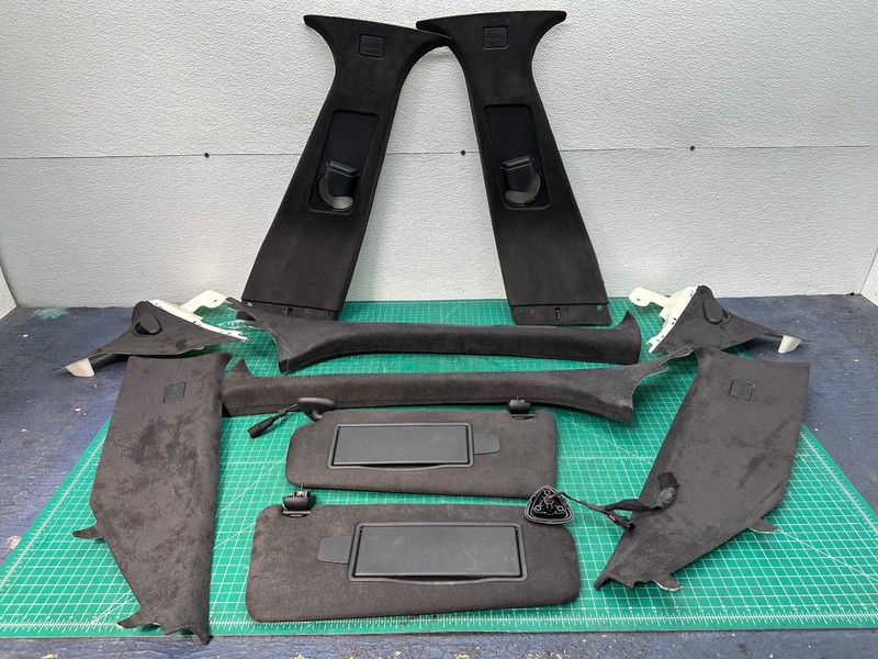 12-15 JAGUAR XF A B C PILLARS INTERIOR TRIM COVER W/ SUN VISOR SET OEM