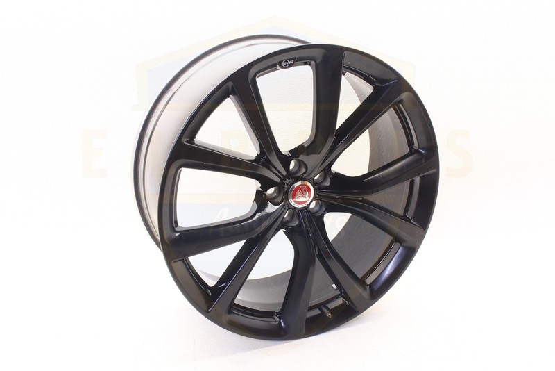 JAGUAR F-PACE 20 21 FRONT ALLOY WHEEL RIM 5 V SPOKE BLACK GLOSS 22X9 SVR OEM #1