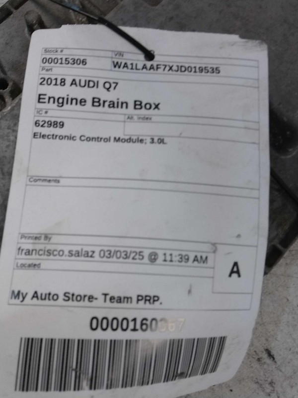 2018 AUDI Q7 Engine Control Module ECM 4M0907551A 143K Miles OEM Used