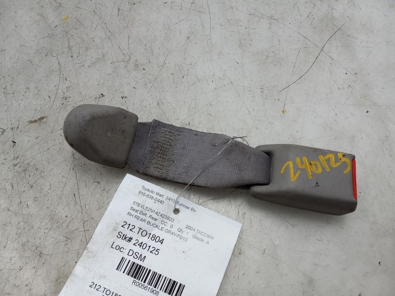 04 TOYOTA TACOMA REAR PASSENGER RIGHT SEAT BELT BUCKLE GRAY-FB10