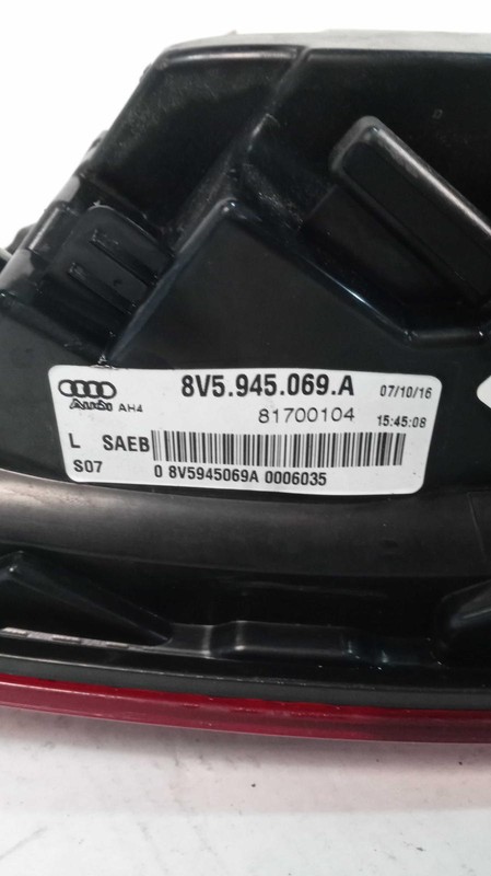 2017 AUDI A3 Left Tail Light Assembly Black 102K Miles OEM Used Parts