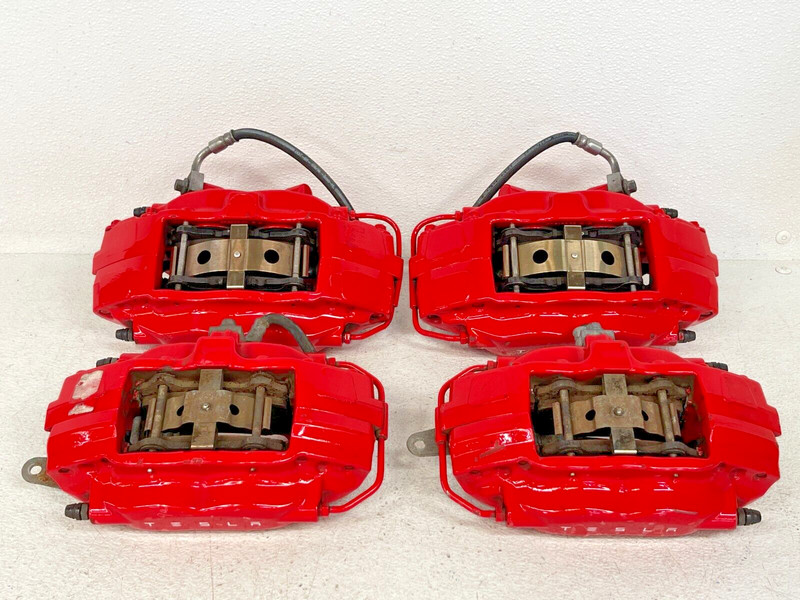 ⭐2012-2016 TESLA MODEL S F+R BREMBO BRAKE CALIPER SET OF 4 SPORT RED OEM LOT2TP