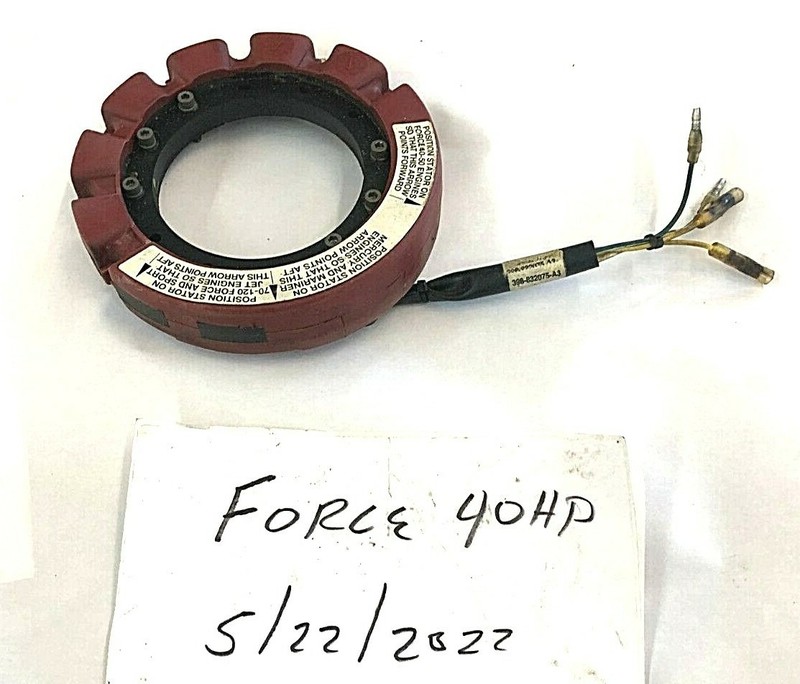 Force Outboard 40hp Stator 818535A14 FRESHWATER!859241T09