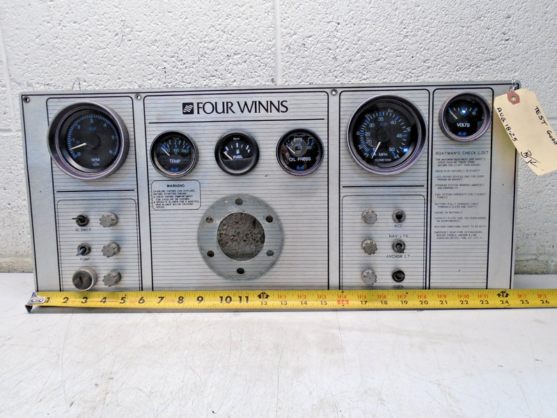 O1 Four Winns Medallion Marine Gauge Cluster Panel MPH Fuel Volts Temp Oil RPM