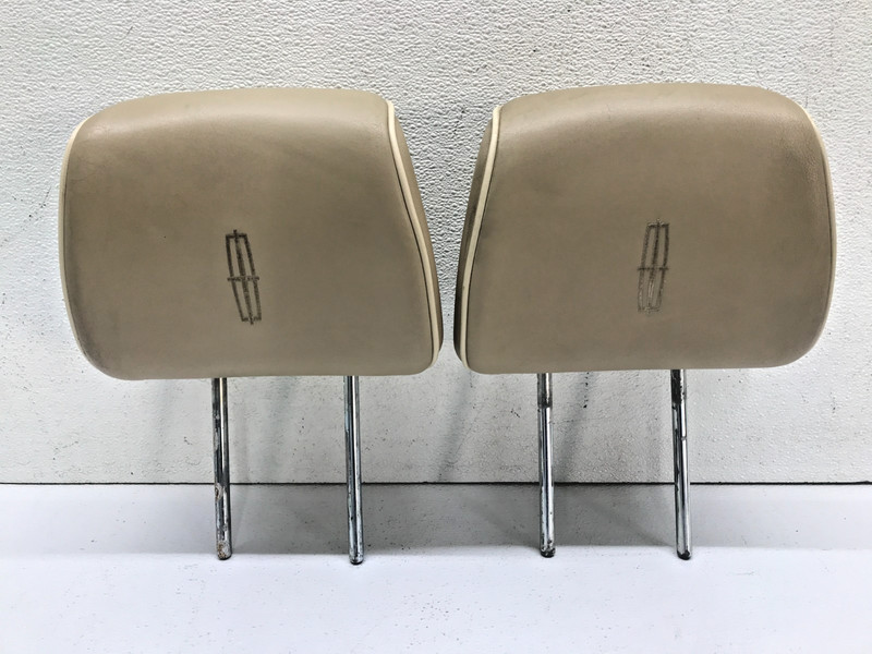 2007-14 LINCOLN NAVIGATOR OEM FRONT SEAT HEAD REST HEADRESTS BEIGE LEATHER PAIR