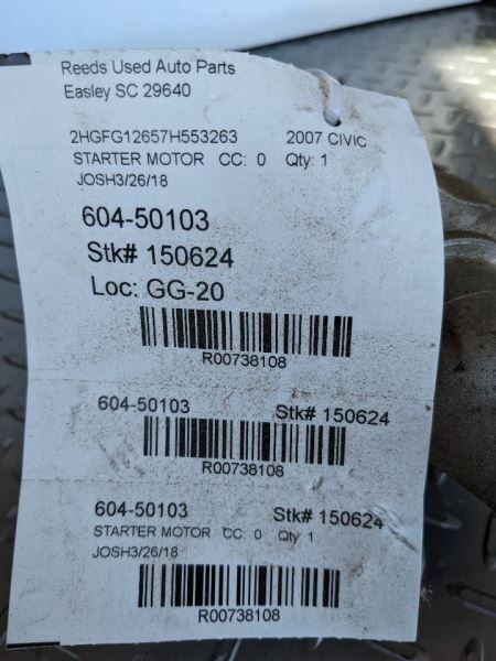 Starter Motor Coupe Denso Manufacturer Fits 06-07 CIVIC 738108
